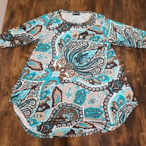 NWOT Southern Charm Size Small Women's long silky floral Tunic Blouse